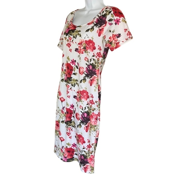 Tomsware | White and Pink Floral Print Dress | NWT - Picture 4 of 5